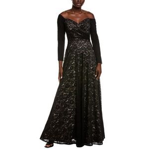 Rene Ruiz Womens  Embroidered A-Line Dress, Black